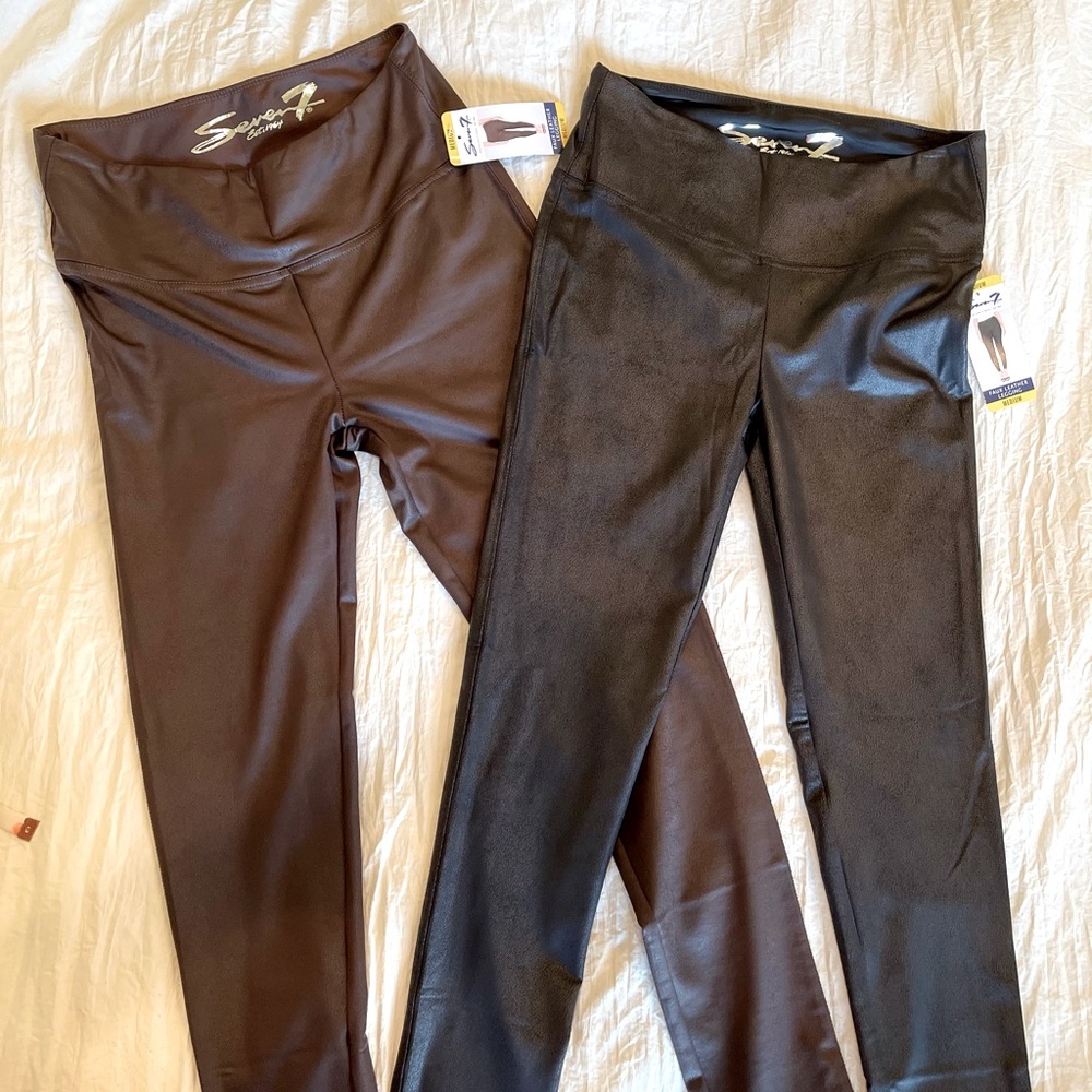 2 pairs of Seven7 faux leather leggings NWT